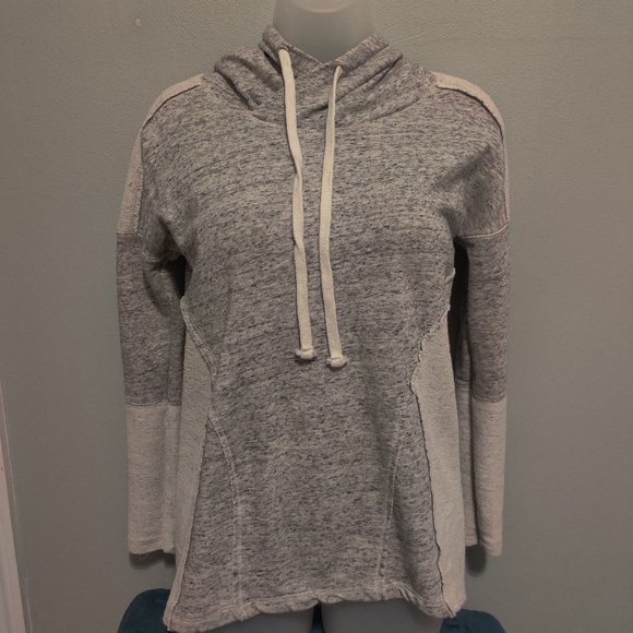 Grey and Cream Pull Over Hoodie - Picture 1 of 6